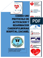 Codigo Uno (Modificado) Protocolo de Activacion y Reanimacion Cardiopulmonar Hospital Zacamil