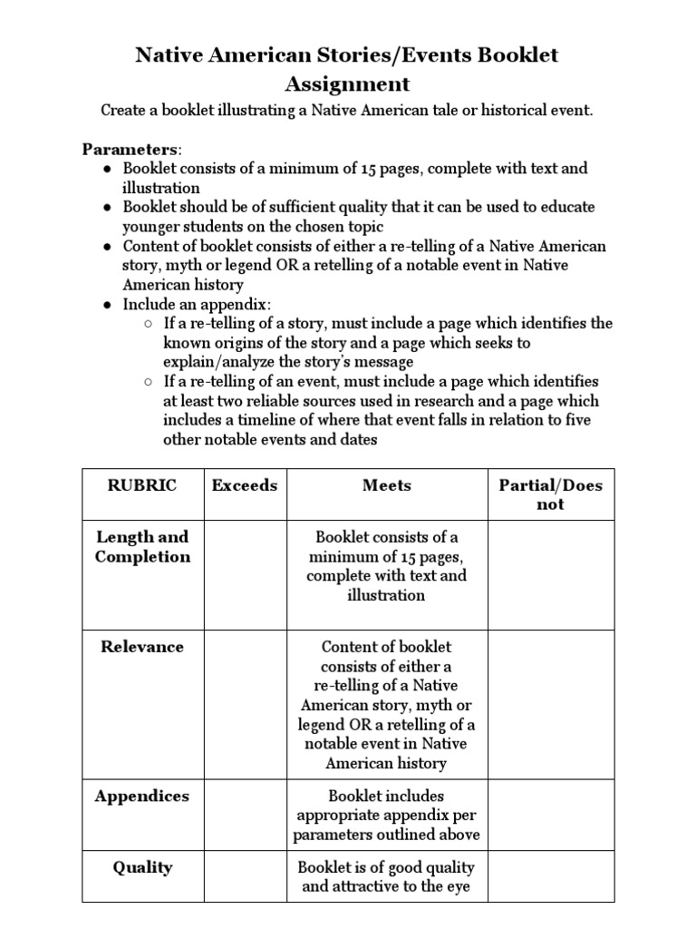 Native American Storytelling Booklet Guide PDF