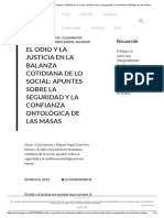 El Odio y La Justicia en La Balanza Cotidiana de Lo Social_ Apuntes Sobre La Seguridad y La Confianza Ontológica de Las Masas