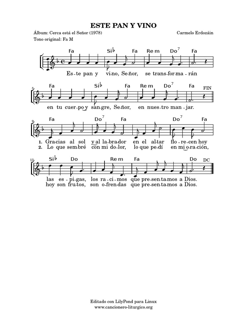 Este Pan Y Vino Fa Do Fa Si Fa Rem este pan y vino fa do fa si fa rem