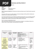 Individual and Dual Sports 2 1502420 PACING GUIDE