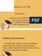 "Personal Letter": Kelompok 4 Niluh Ayu Artinawati Ni Made Cantika Ni Kadek Dwi Karini Nevi Amriani A.Dj