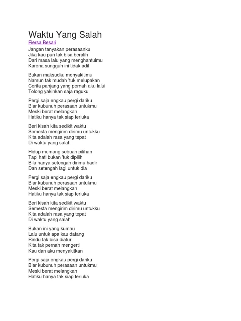 Lirik Lagu Pergi Saja Engkau Pergi Dariku