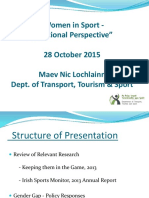 "Women in Sport - A National Perspective" 28 October 2015 Maev Nic Lochlainn Dept. of Transport, Tourism & Sport
