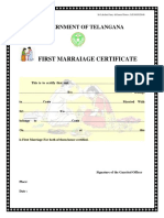 First Marraiage Certificate: Government of Telangana