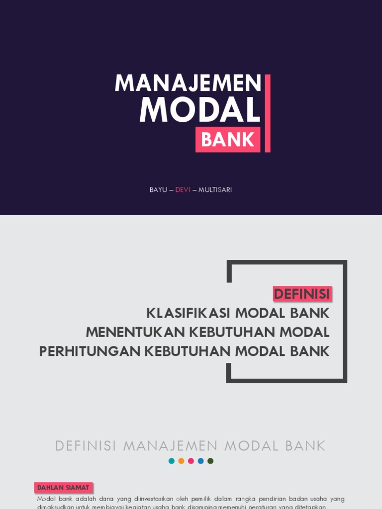 Manajemen Modal Bank dan Kebutuhannya | PDF