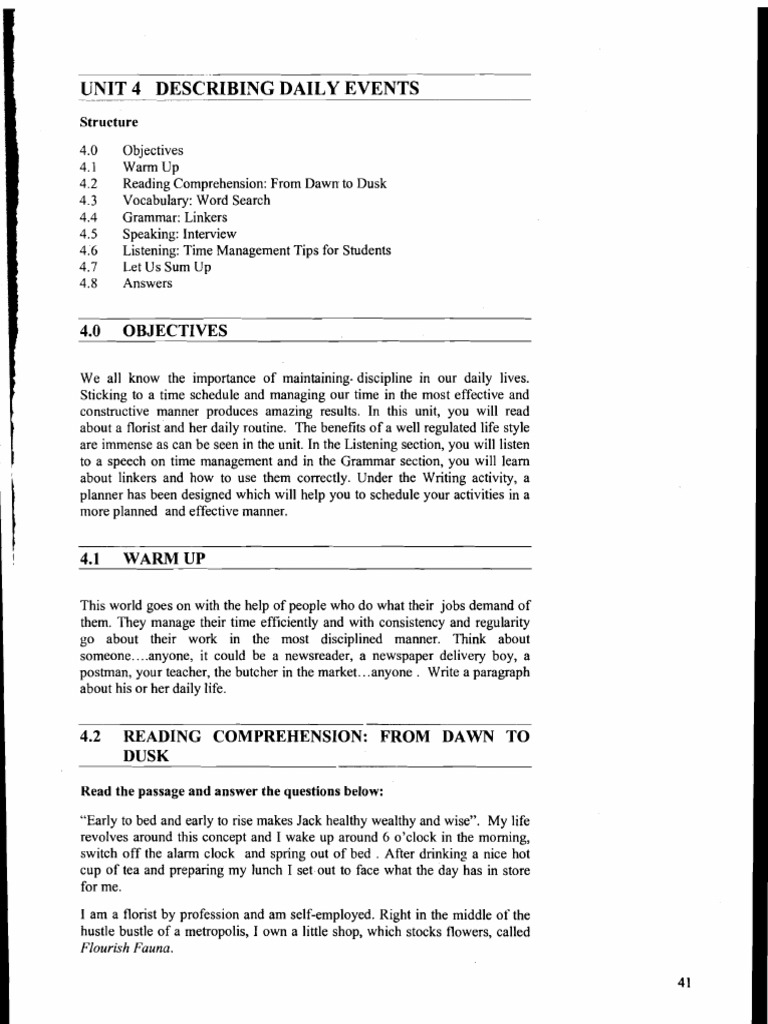 Daily Routine and Time Management | PDF | Reading Comprehension
