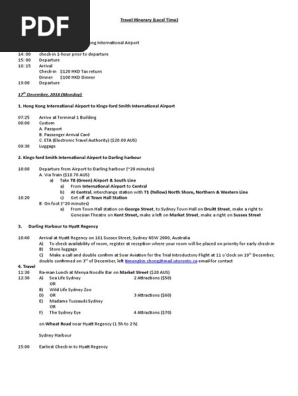 Travel Itinerary