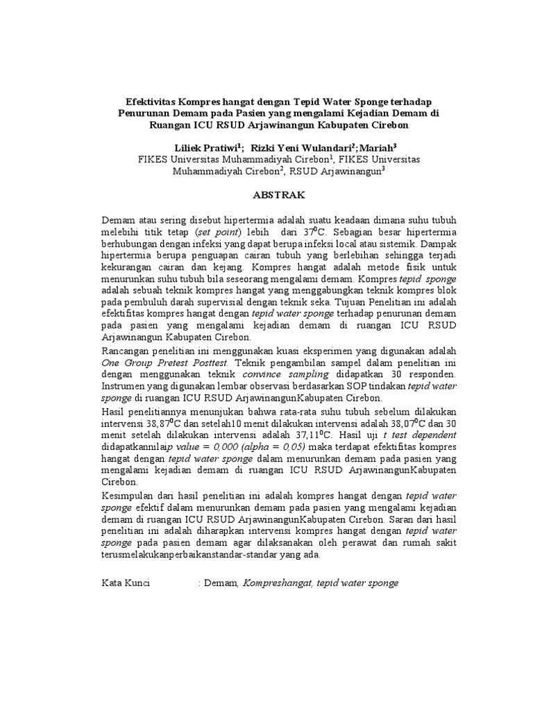 SOP Tepid Sponge Bath PDF