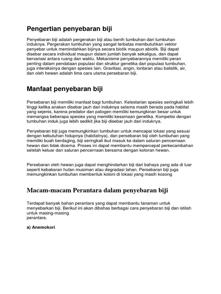 Pengertian Penyebaran Biji Docx