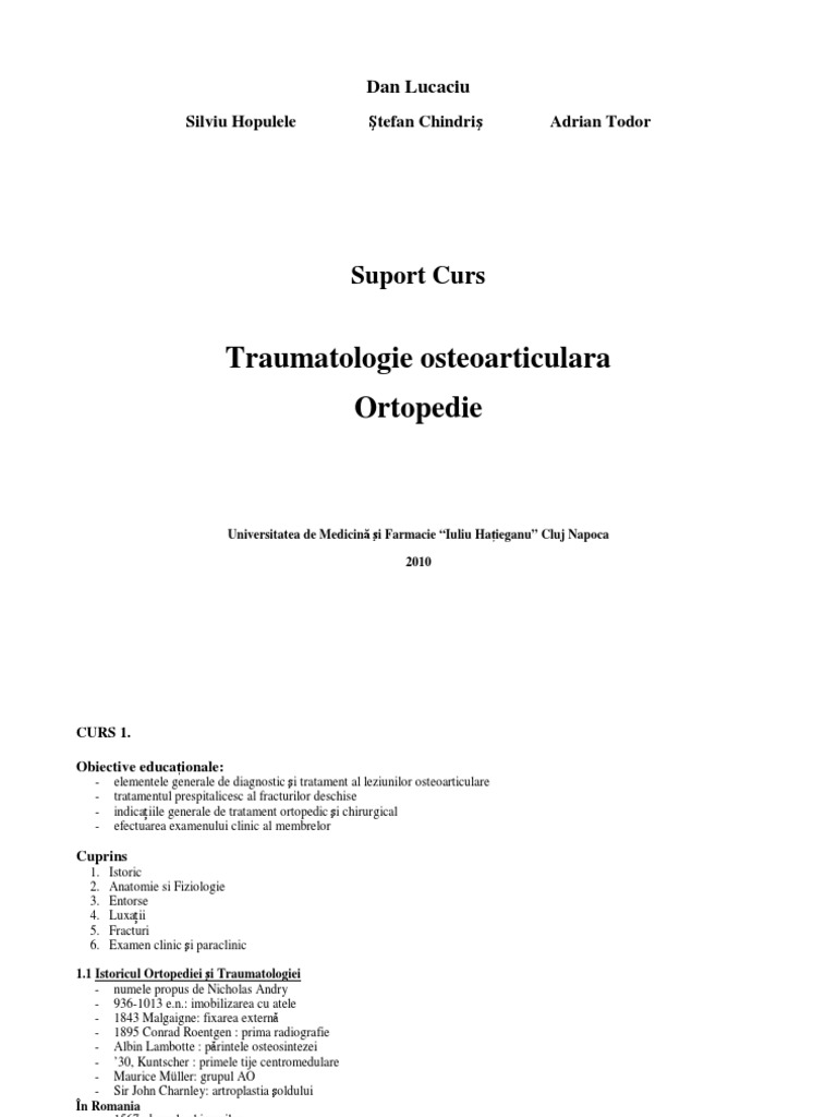 Ortopedie Traumatologie Curs PDF | PDF