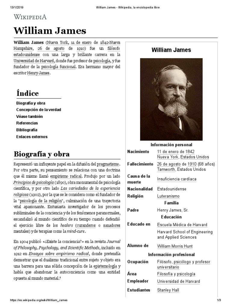 William James | PDF | William James | Conceptos psicologicos
