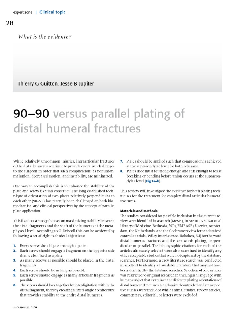 Versus Parallel Plating of Distal Humeral Fractures: What Is The ...