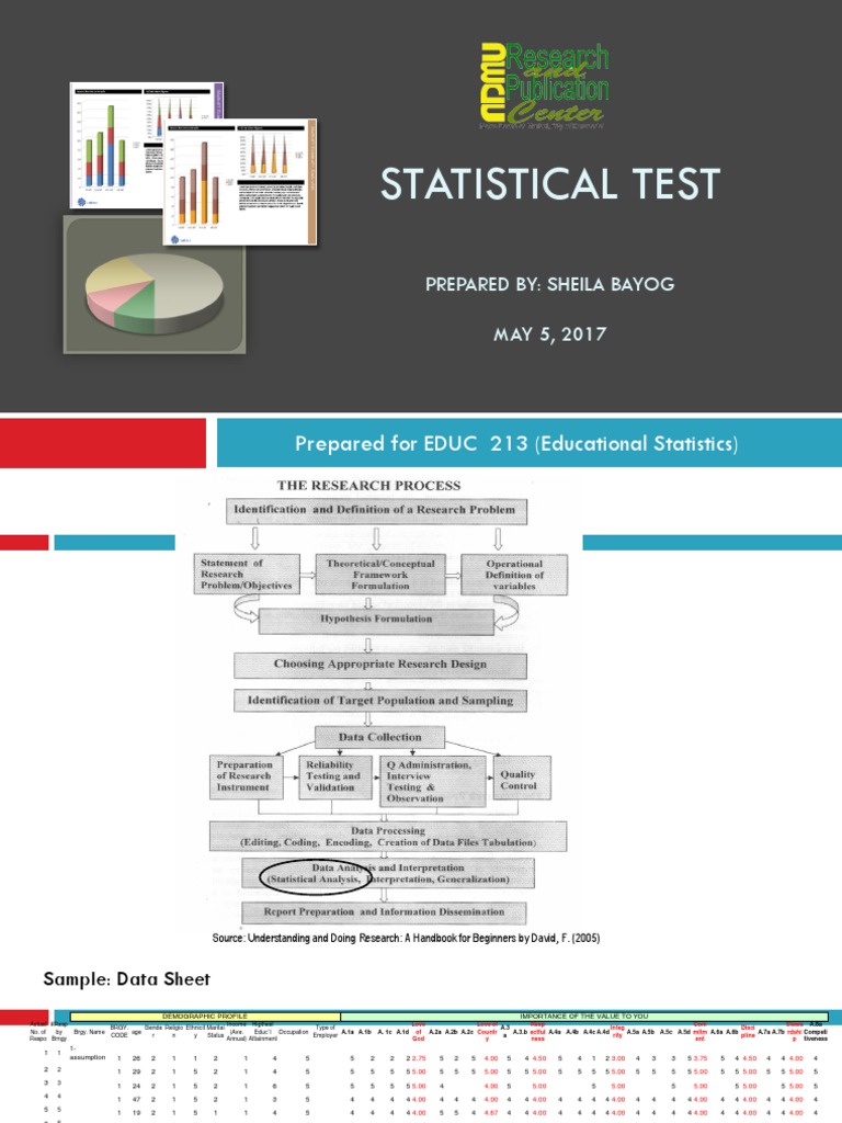 Statistical Test: Prepared For EDUC 213 (Educational Statistics) | PDF ...