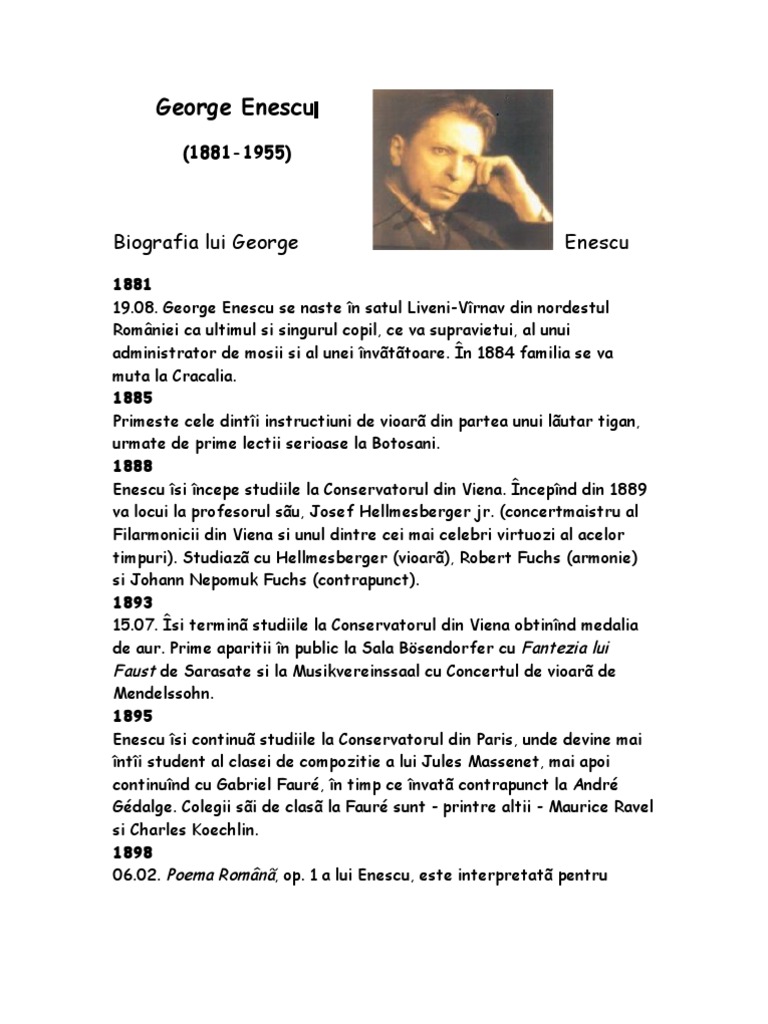 Biografia Lui George Enescu | PDF