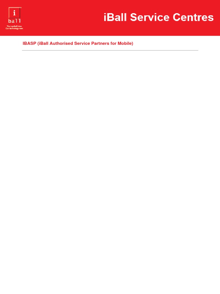 IBall Service Centres PDF