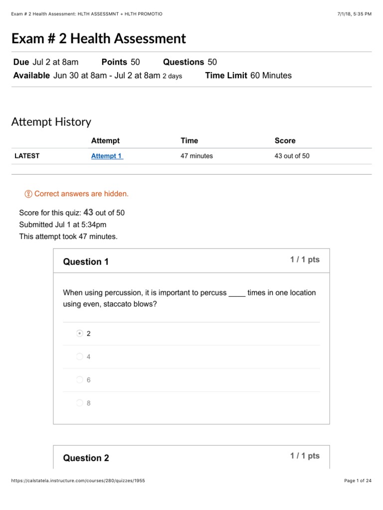 JARVIS Exam 2 Health Assessment PDF Body Mass Index Physical Examination