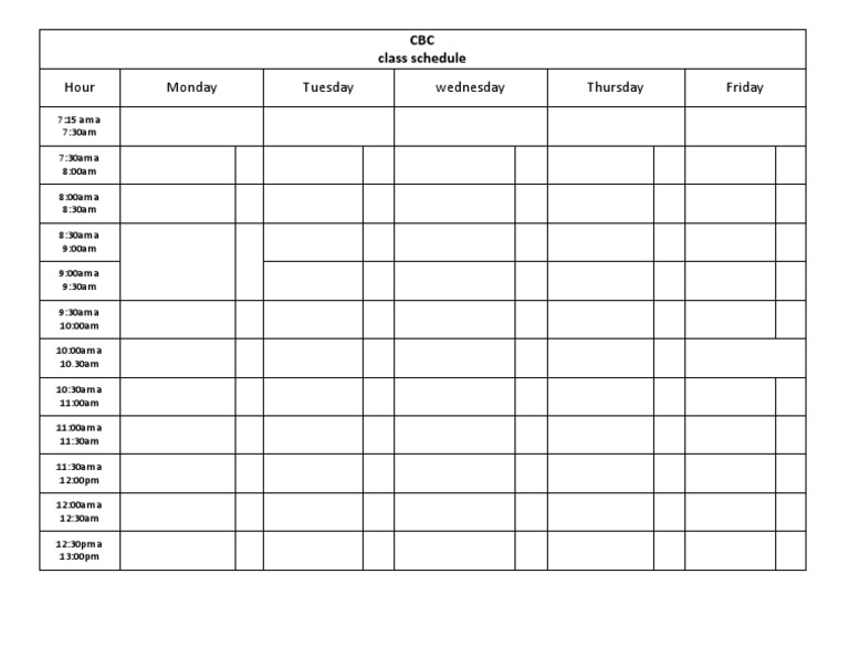 CBC Class Schedule Overview | PDF
