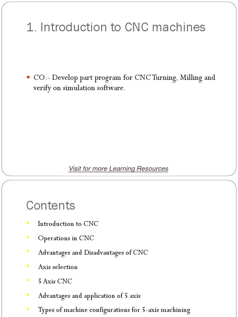 Introduction to CNC Machines and Operations | PDF | Numerical Control ...