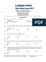 JEE Main Online Exam 2019: (Memory Based Paper)