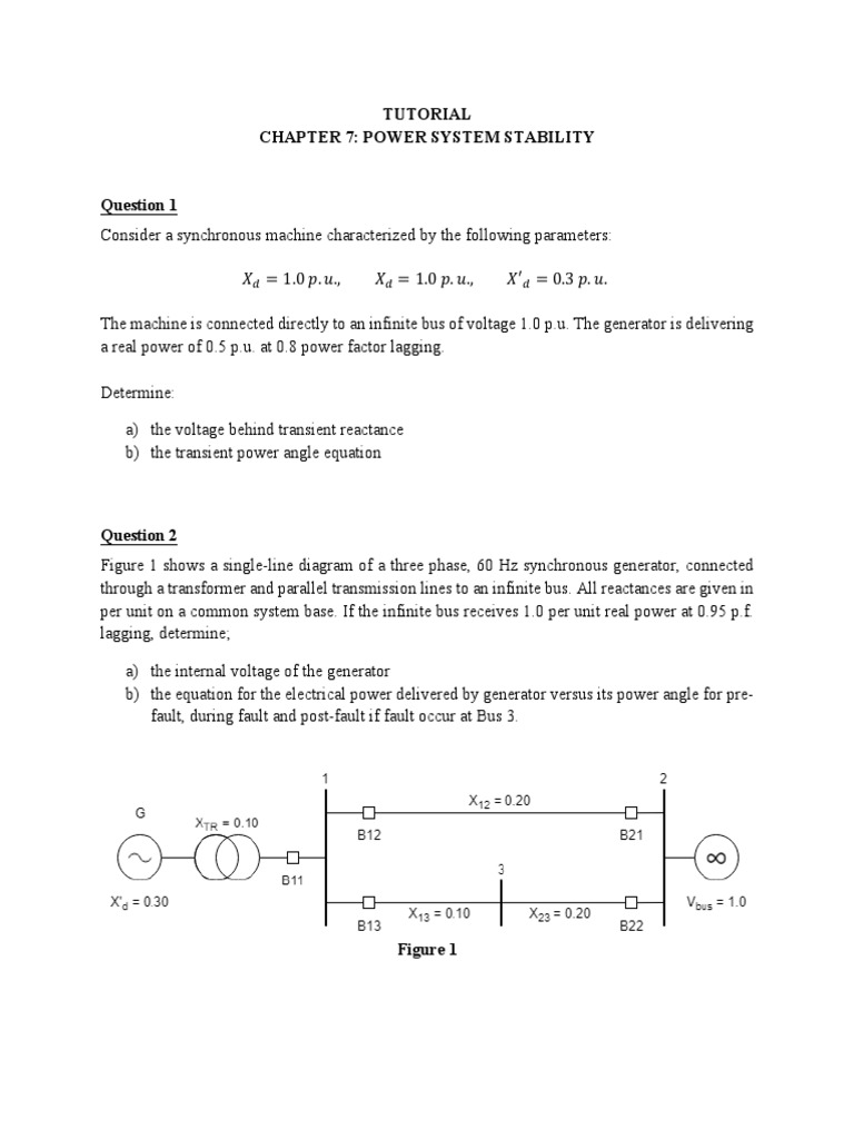 Tutorial Chapter 7: Power System Stability | PDF | Electric Power ...