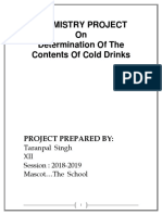 Chemistry Project On Determination of The Contents of Cold Drinks