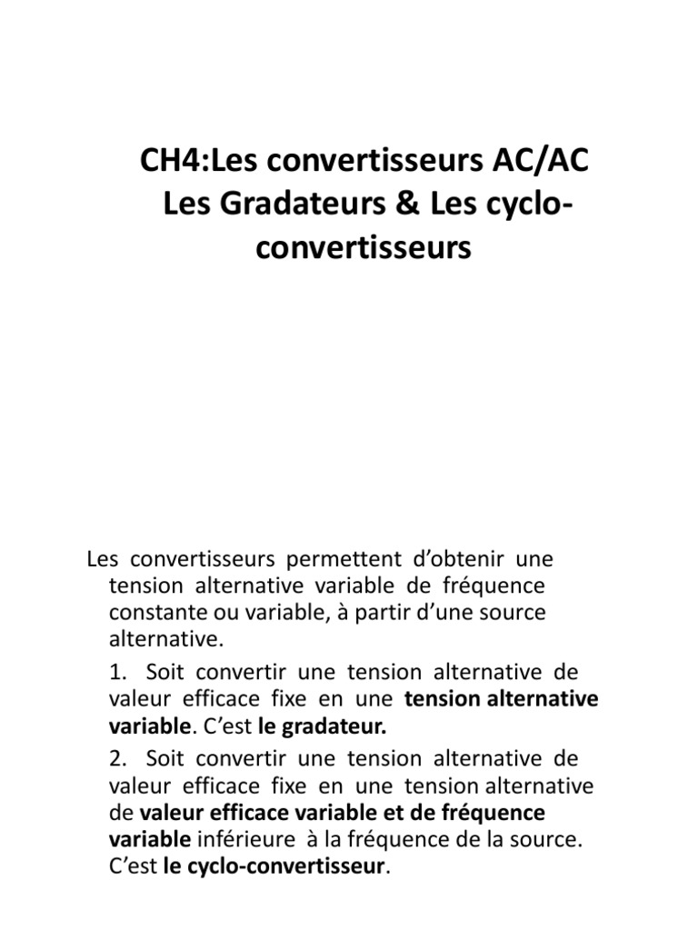 Gradateurs et Cyclo-convertisseurs AC/AC | PDF | Composants électriques ...