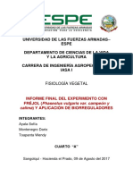 Informe final experimento fréjol (Phaseolus vulgaris) y biorreguladores