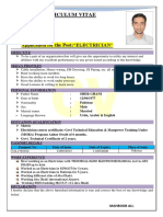 Curriculum Vitae: Application For The Post:"ELECTRICIAN"