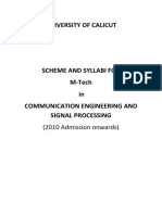 Calicut University MTech Communication Engineering and Signal Processing Scheme and Syllabus