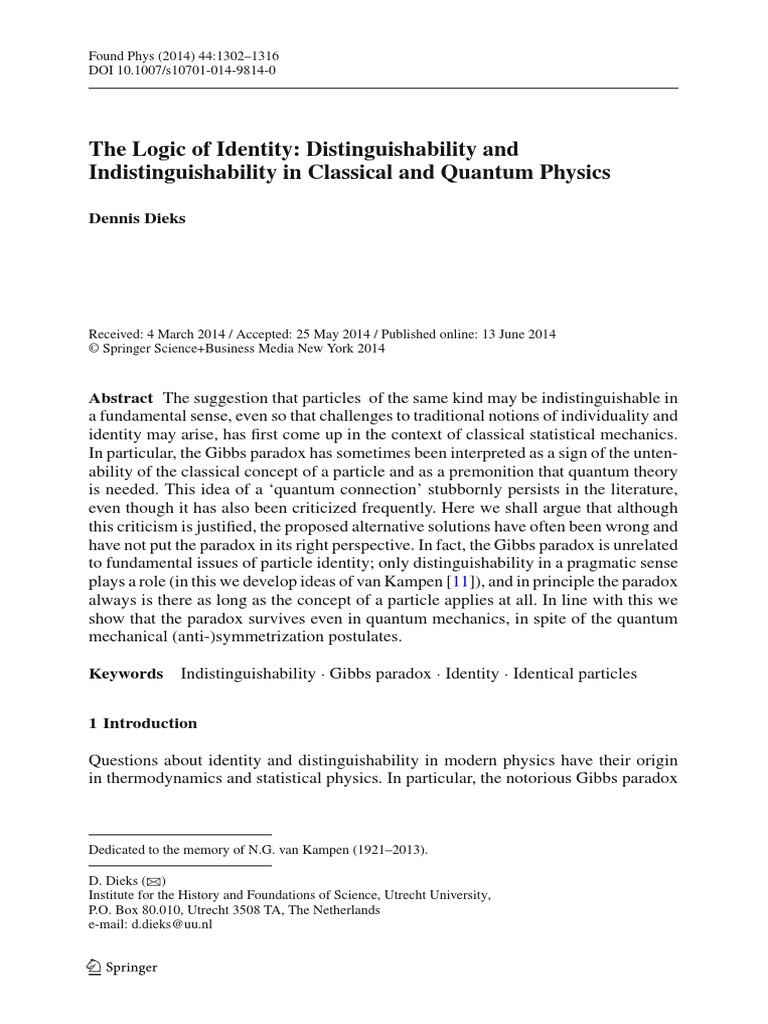 The Logic of Identity Distinguishability and Indistinguishability in ...
