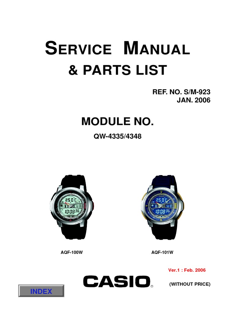Casio QW-4335/4348 Service Manual | PDF | Tide | Thermometer