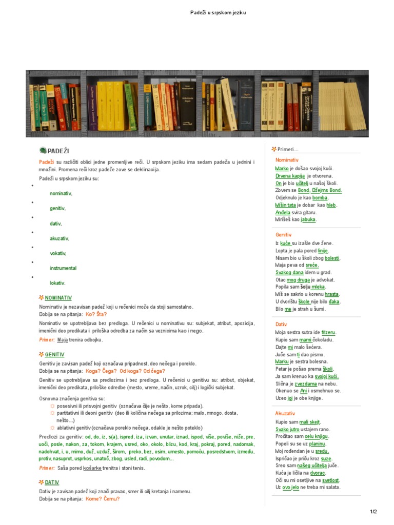 Padeži u Srpskom Jeziku