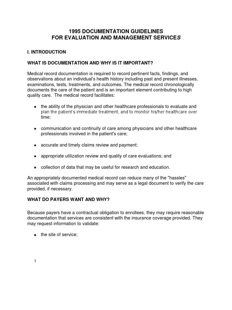 1995 E/M Documentation Guidelines | PDF | Medical Diagnosis | Medical ...
