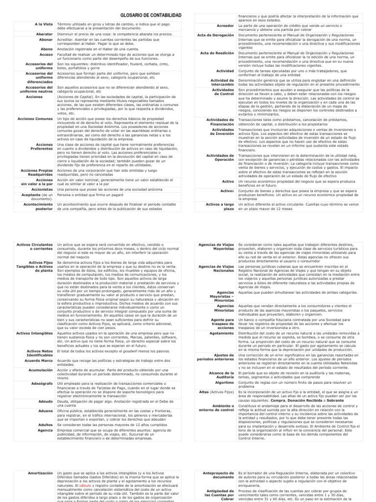 Glosario de Términos Contables | PDF | Compartir (Finanzas) | Contabilidad