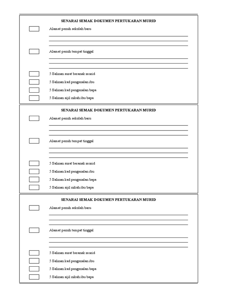 Senarai Semak Pertukaran Murid  PDF