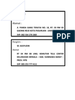 Kepada Yth:: Jl. Panda Gang Teratai No. 10, Rt. 03 RW 03 Gading Rejo Kota Pasuruan - Jawa Timur (HP: 082 334 270 280)