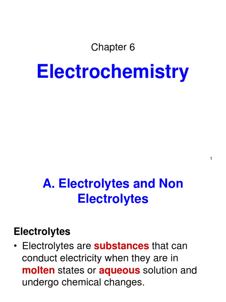 Electrochemistry | PDF | Anode | Electrolyte
