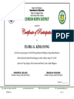 Certificate of Participation: Cordon North District
