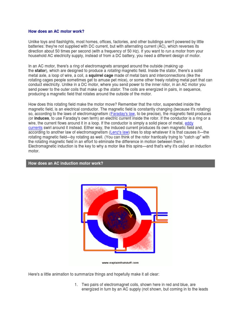 How Does An AC Motor Work? Stator Squirrel Cage Download Free PDF