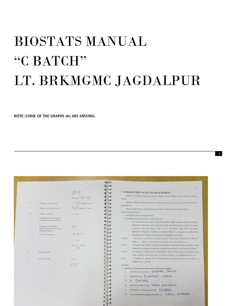 Biostats Manual C Batch Overview | PDF