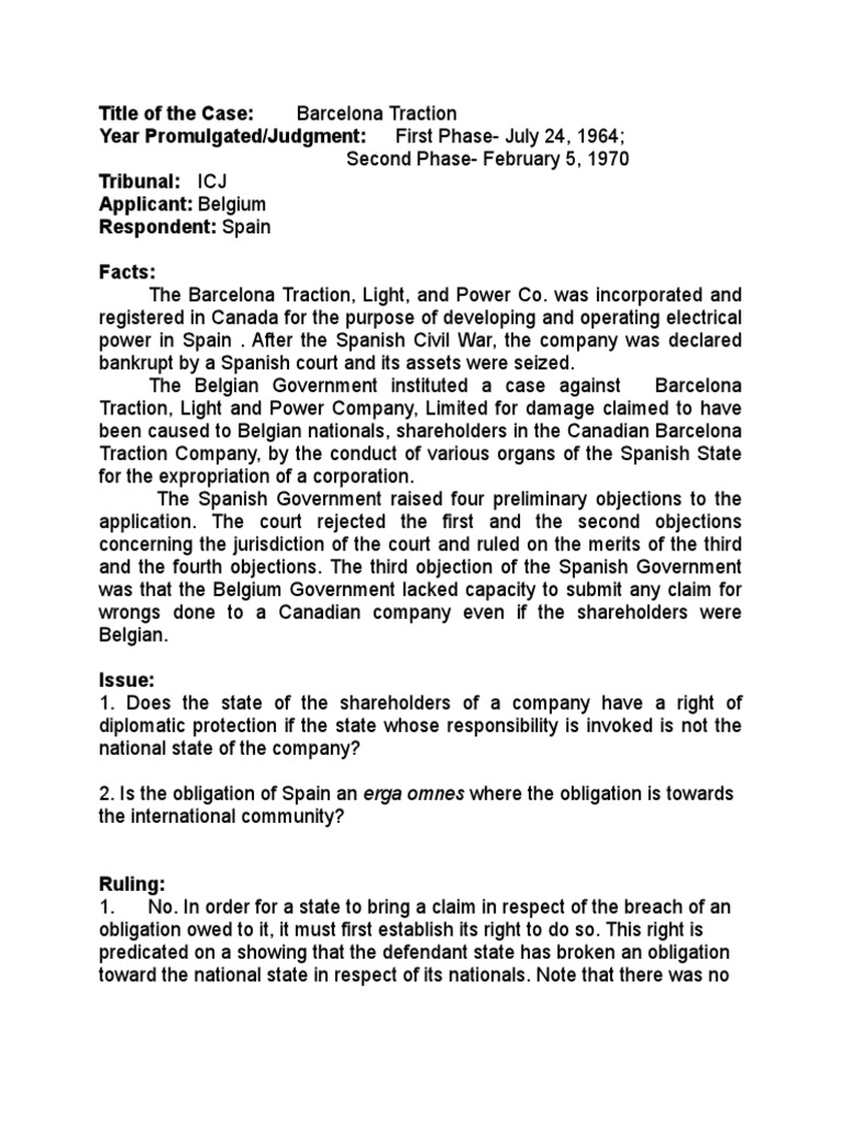 Barcelona Traction Case Download Free PDF International Law