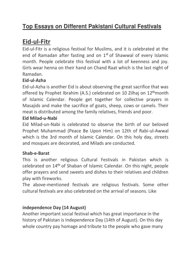 essay on festivals of pakistan for class 4