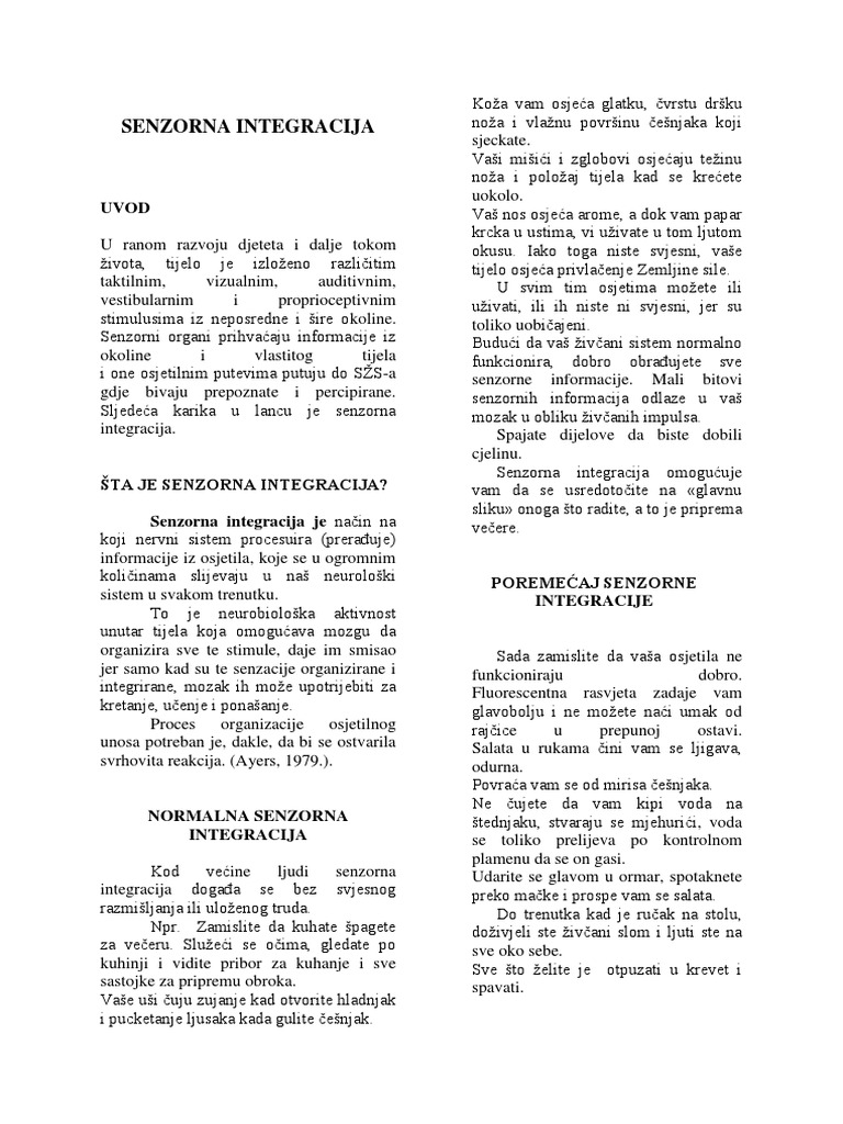Senzorna Integracija PDF | PDF