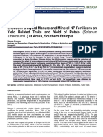 Effect of Farmyard Manure and Mineral NP Fertilizers On Yield Related Traits and Yield of Potato (Solanum Tuberosum L.) at Areka, Southern Ethiopia