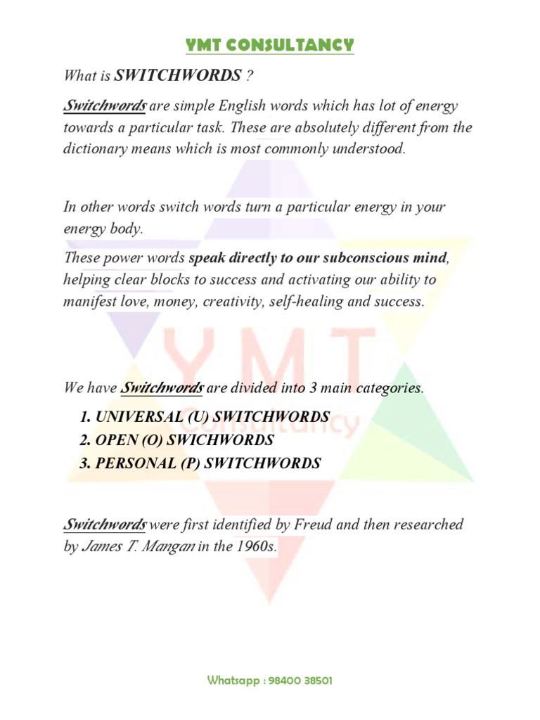 Understanding Switchwords for Success | PDF | Yoga | Chakra