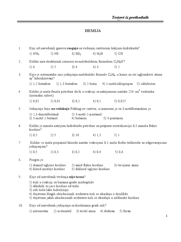 Hemija Test Kragujevac PDF