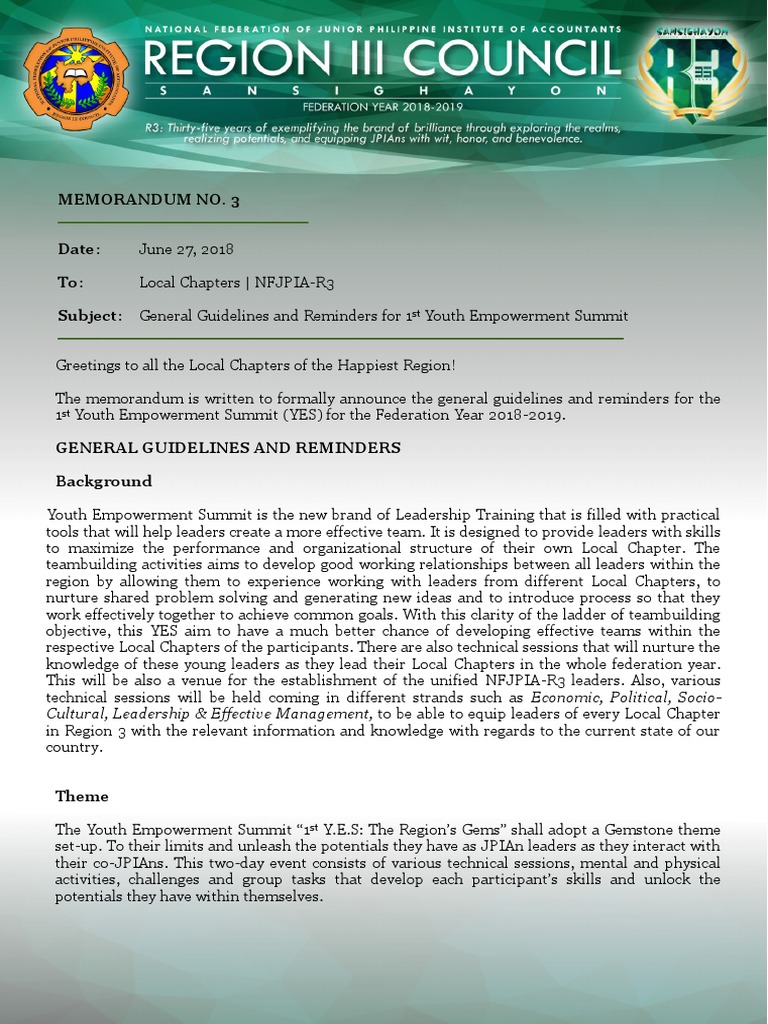 Leadership Nfjpiar3 YES | 1819 | Memorandum-No.-3 Empowerment