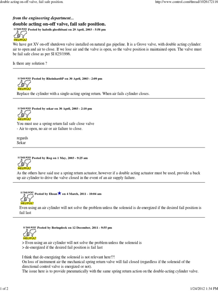 Double Acting On-Off Valve,.. | PDF | Valve | Gas Technologies