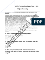 IBPS CWE PO MT Previous Year Exam Paper 2012 Reasoning PDF